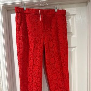 J.Crew Red eyelash lace pants